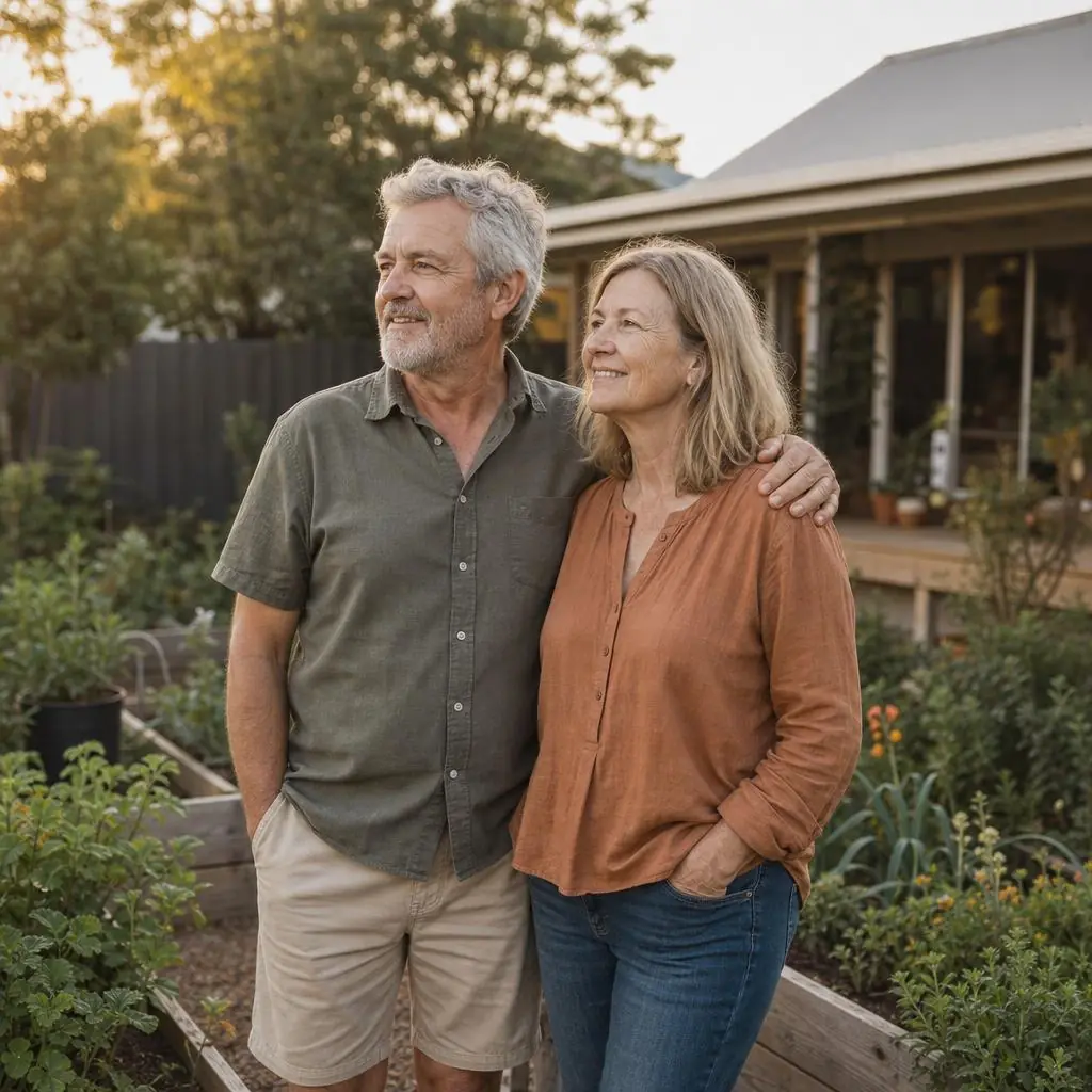 Older Australian couple planning for a mortgage-free retirement